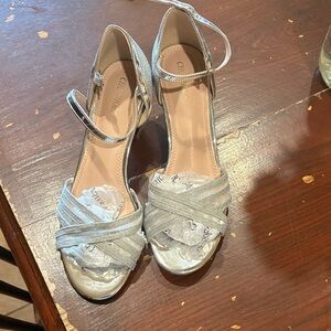 Glamorous Silver Strappy Heels